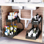 Space-Saving 2-Tier Under Sink Organizer with Pull-Out Drawers