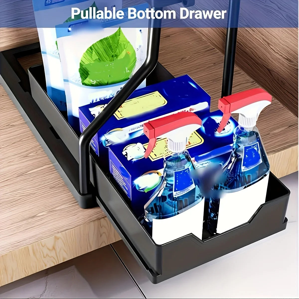 Space-Saving 2-Tier Under Sink Organizer with Pull-Out Drawers