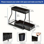 Space-Saving 2-Tier Under Sink Organizer with Pull-Out Drawers