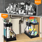 Space-Saving 2-Tier Under Sink Organizer with Pull-Out Drawers